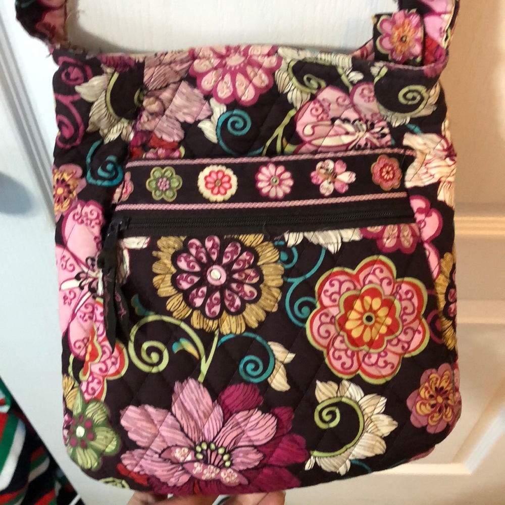 Vera Bradley brown floral shoulder purse